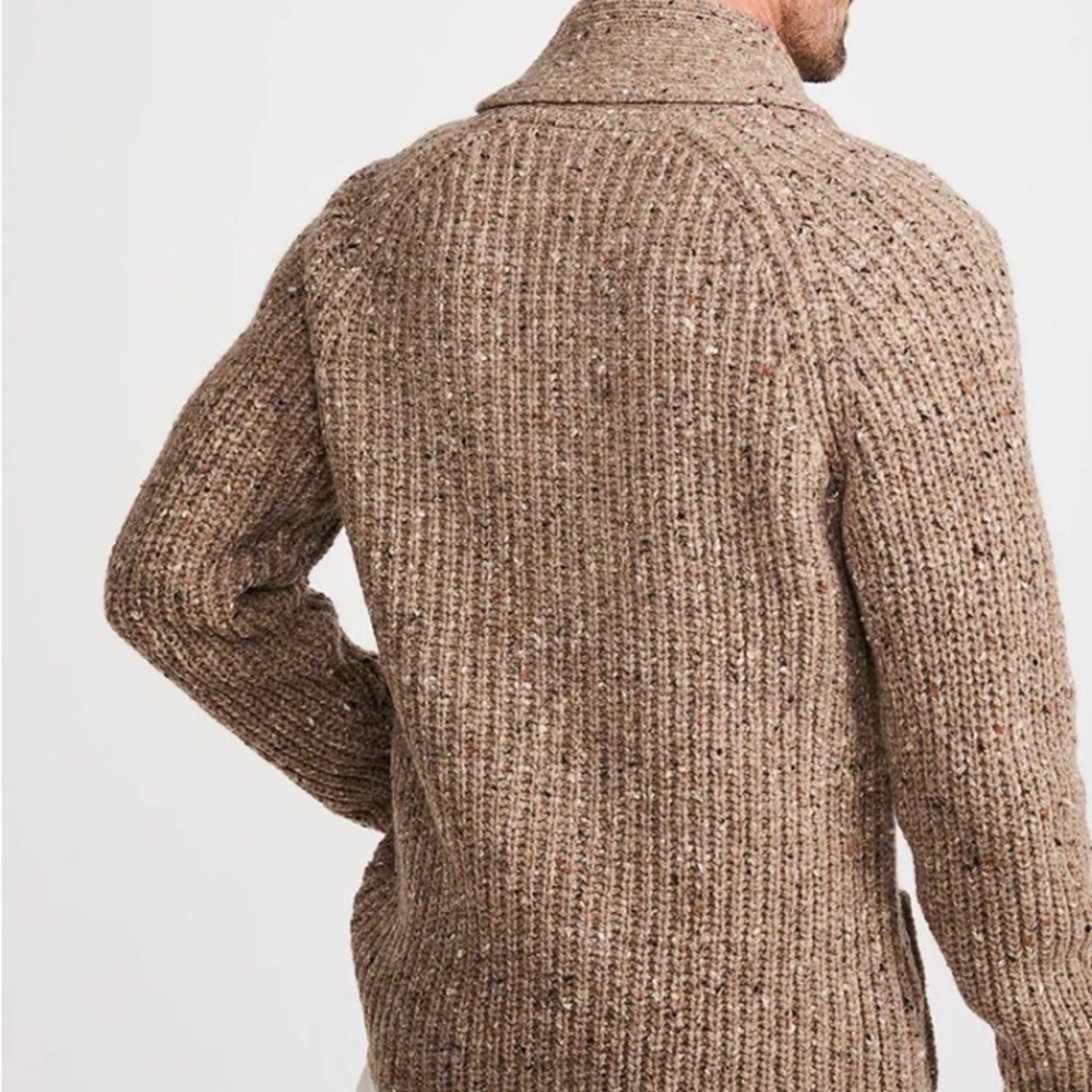NWT Aran Woollen Mills MEN’S FISHERMAN RIB SHAWL CARDIGAN - Picture 2 of 6